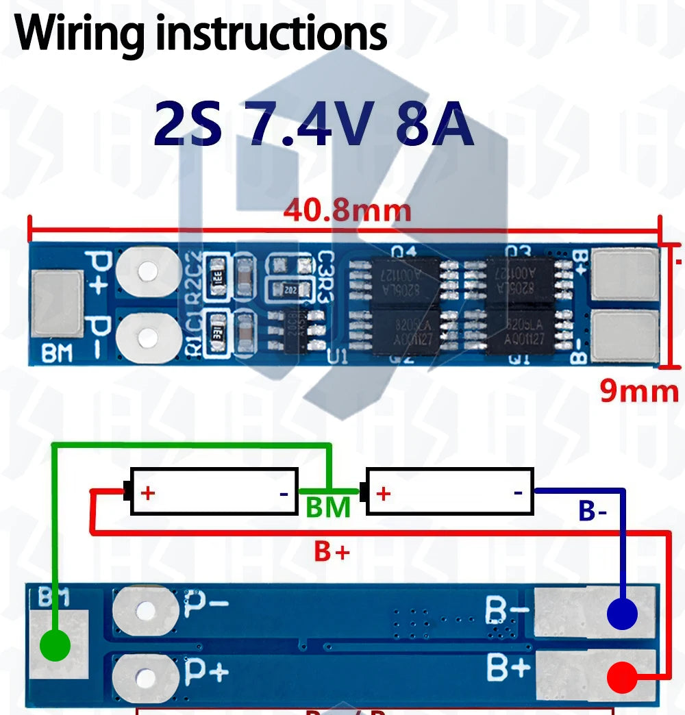 2S 7.4V 8A Li-ion 18650 Lithium Battery Charger Protection Board 8.4V Overcurrent Overcharge / Overdischarge Protection