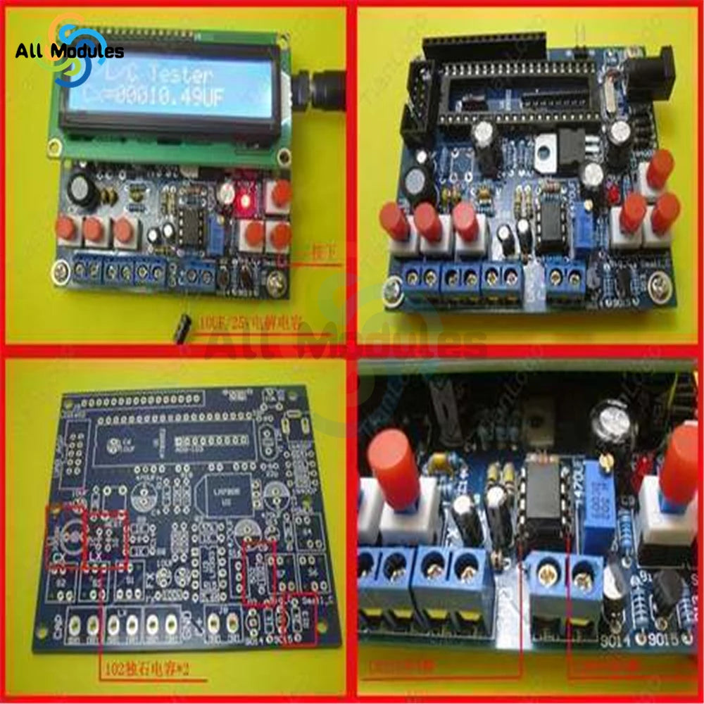 Kit DIY Secohmmeter Digital LCD 1602 Medidor Frecuencia/Capacitancia/Inductancia (Cymometer CF Tester) Permittimeter