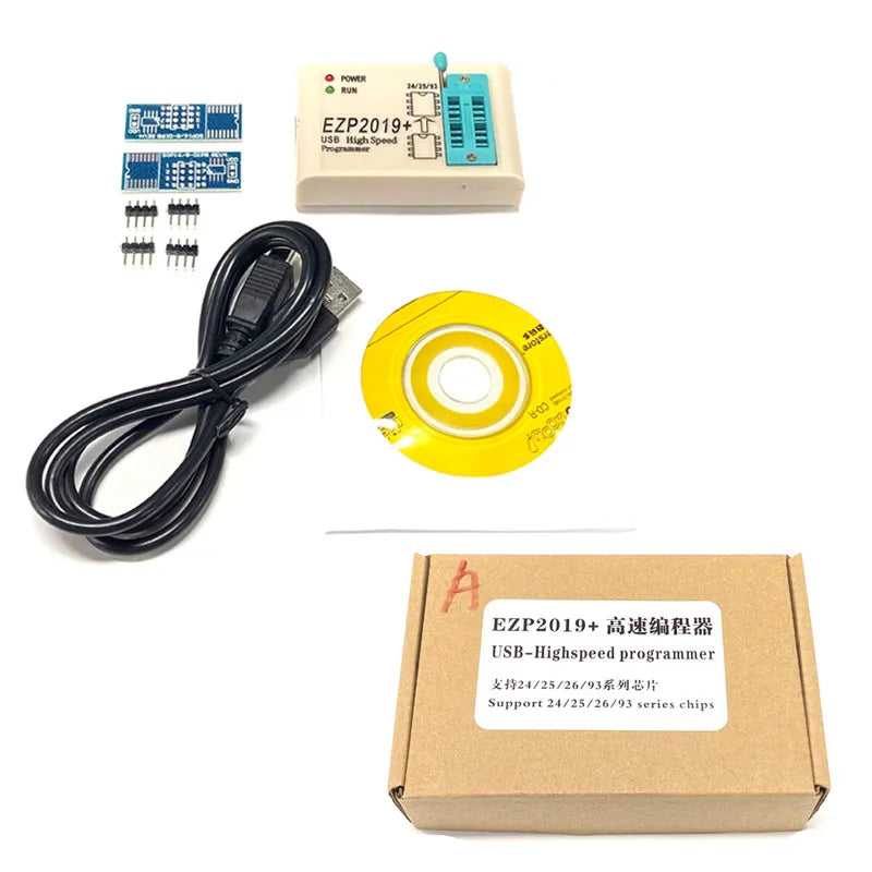 Kit Programador USB SPI Alta Velocidad EZP2019 + 5 Sockets Full Set para EEPROM 24/25/93, Flash 25 BIOS Chip