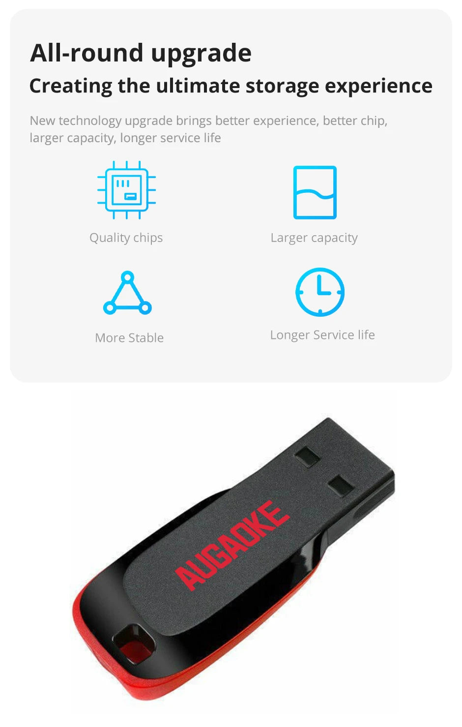 Memoria USB Flash Drive AUGAOKE (32GB/64GB/128GB) Alta Velocidad USB 2.0 / Tipo C Pen Drive para PC