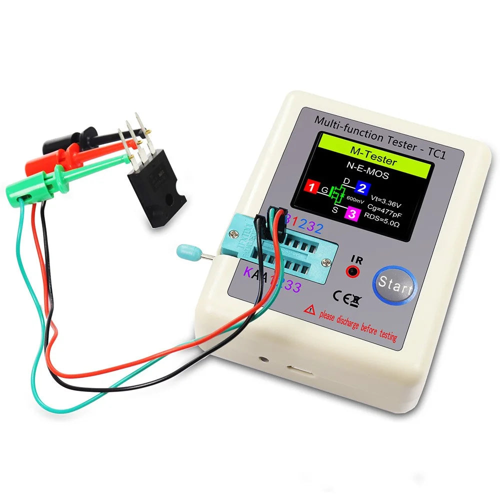 Tester Transistor LCR-TC1 (Pantalla TFT 1.8") - Medidor Multifunción Diodo, Triodo, Capacitor, Resistencia (MOSFET/NPN/PNP/TRIAC)