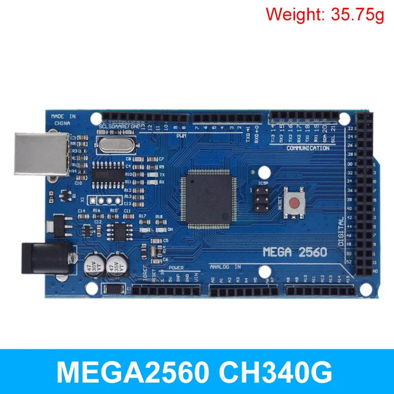 Placa Desarrollo TZT Mega2560 (ATMEGA16U2 / Pro Mini / WiFi R3 ATmega2560 CH340G) compatible Arduino Mega R3 / ESP8266