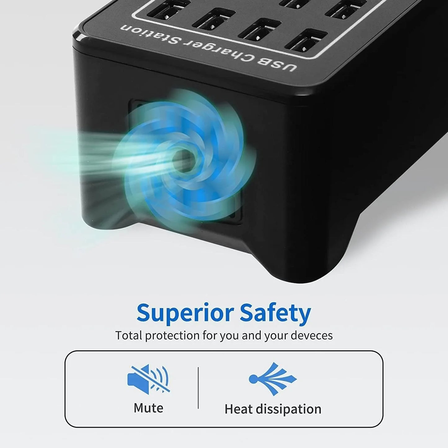 Hub Cargador USB Inteligente Escritorio 20/30 Puertos (100W/150W) Estación Carga Multi-Puerto para Samsung/iPhone/iPad/Tablet