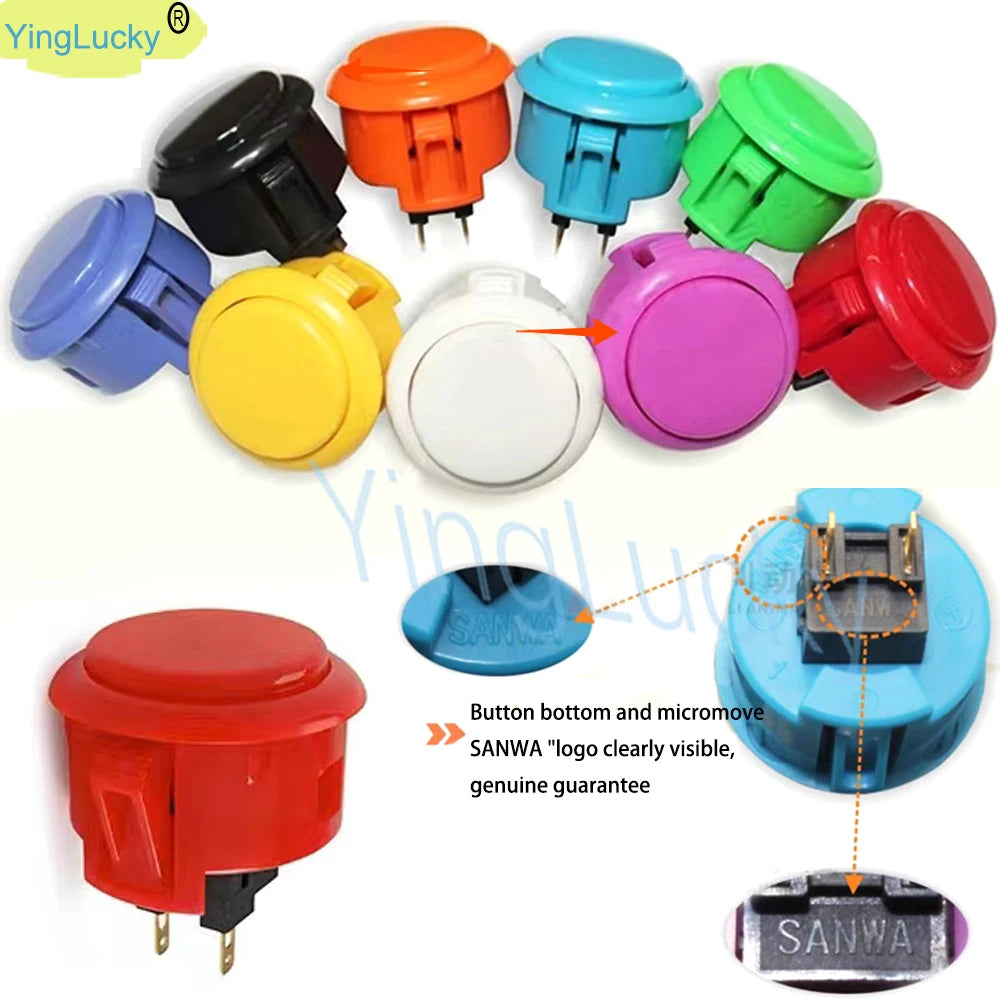 Botón Pulsador Arcade Sanwa OBSF-30 / OBSF-24 (24mm/30mm) Switch Reemplazo Nintendo/MAME/Raspberry Pi (1 Unidad)
