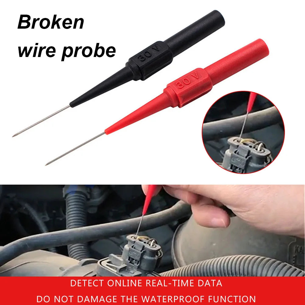 Kit Puntas Prueba Multímetro (x2) - Sondas Automotrices No Destructivas (600V/10A, Aguja 2mm)