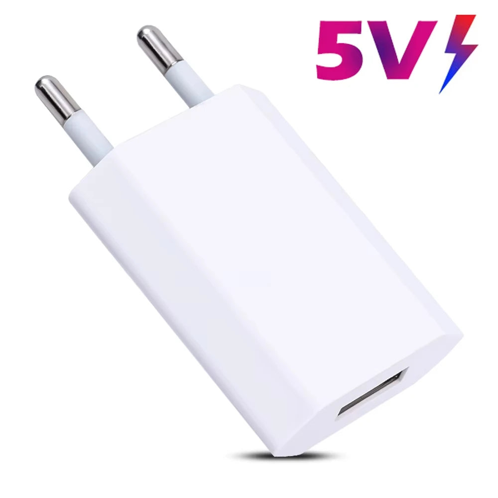 Cargador Pared USB NNBILI Universal 5V 1A (Enchufe EU) Adaptador Corriente para iPhone/iPad/Samsung/Xiaomi/Redmi/Huawei/Google (1/5 Unidades)