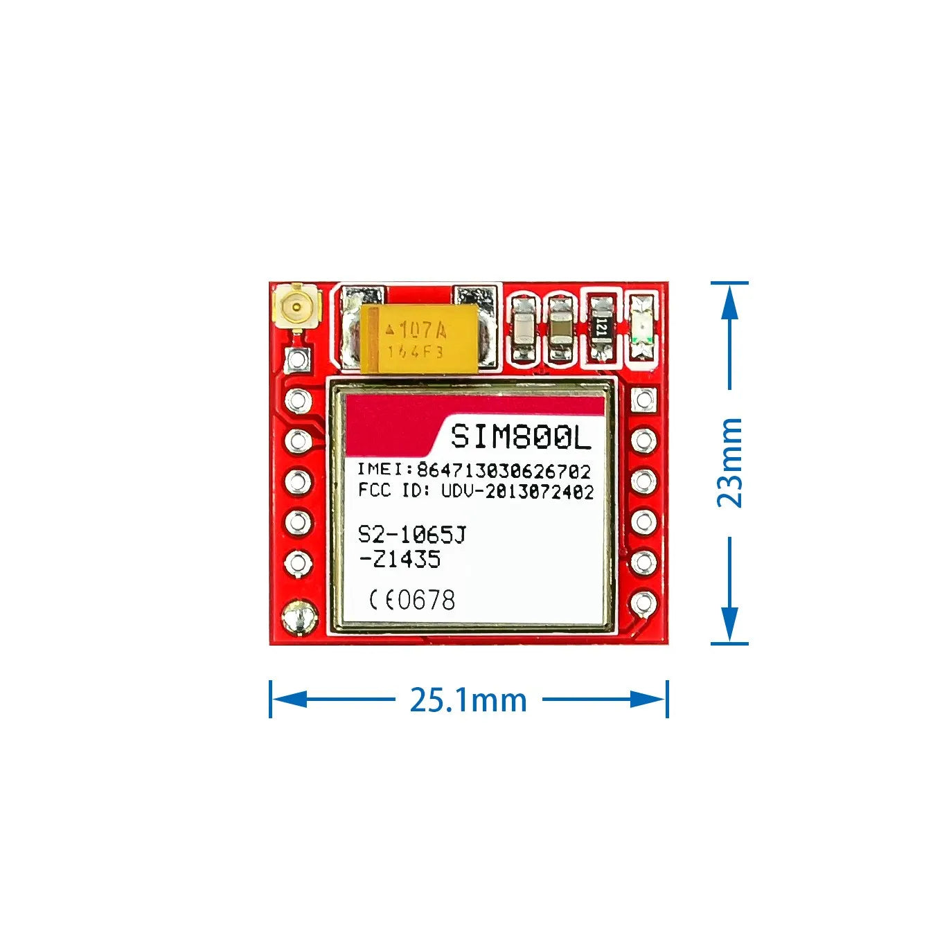 Módulo GSM/GPRS SIM800L (Micro SIM, Quad-Band, Serial TTL) con Antena PCB para Arduino