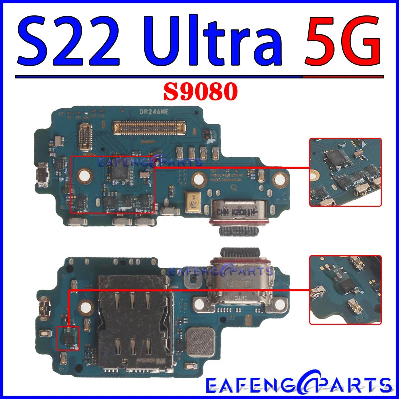Placa Módulo Puerto Carga USB Dock para Samsung Galaxy S22/S23 Plus/Ultra (S901/S906/S908/S911/S916/S918 B/U/N)