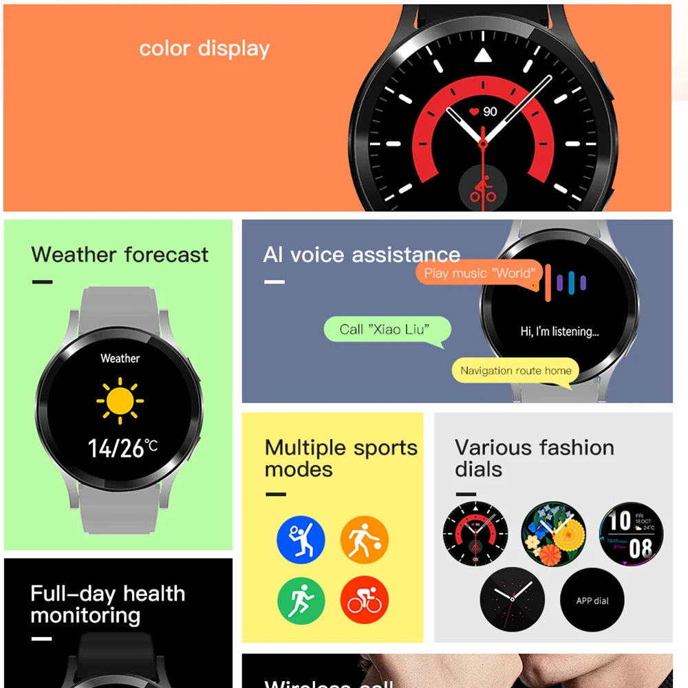 Smartwatch 2024 6 Pro (1.32", 160x160) Llamada Bluetooth, Diales Personalizados, Monitor Salud/Deporte para Hombre/Mujer
