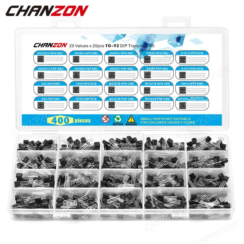 Kit Surtido Transistores TO-92 NPN/PNP (BC547, 2Nxxxx, S8050, etc.)