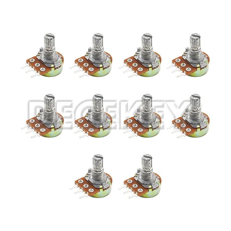 10PCS WH148 15mm 3pin Linear Potentiometer With Nuts And Washers 1K 2K 5K 10K 20K 50K 100K 250K 1M Potentiometers Kit