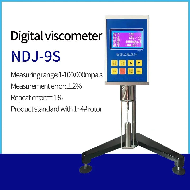 Viscosímetro Rotatorio Digital NDJ-1/4/5S/8S/9S Pantalla Táctil Velocidad Variable Continua Tester