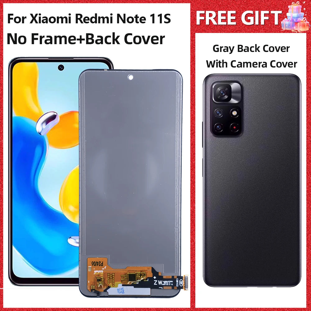 6.43"AMOLED For Xiaomi Redmi Note 11S Display 2201117SG,SI,SY,SL Screen Touch Glass Digitizer For Redmi Note11S LCD With Frame