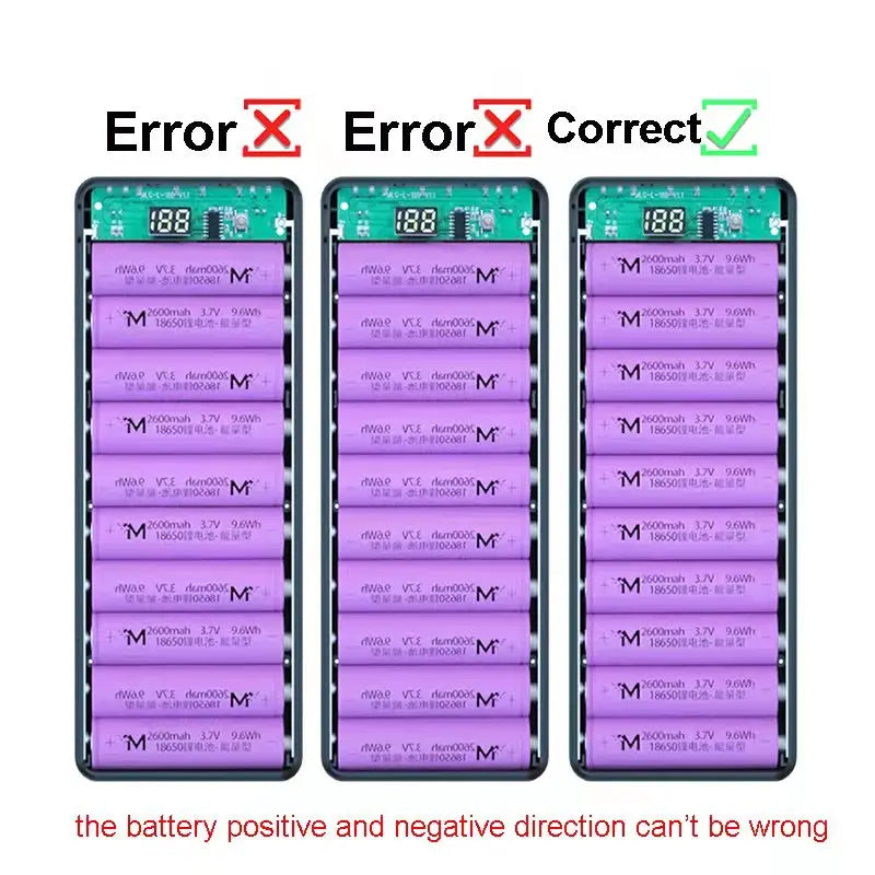 Caja Power Bank Shell DIY 5V (Doble USB/Micro USB/Tipo C) Soporte Baterías 18650 (Carcasa Desmontable, Sin Batería)