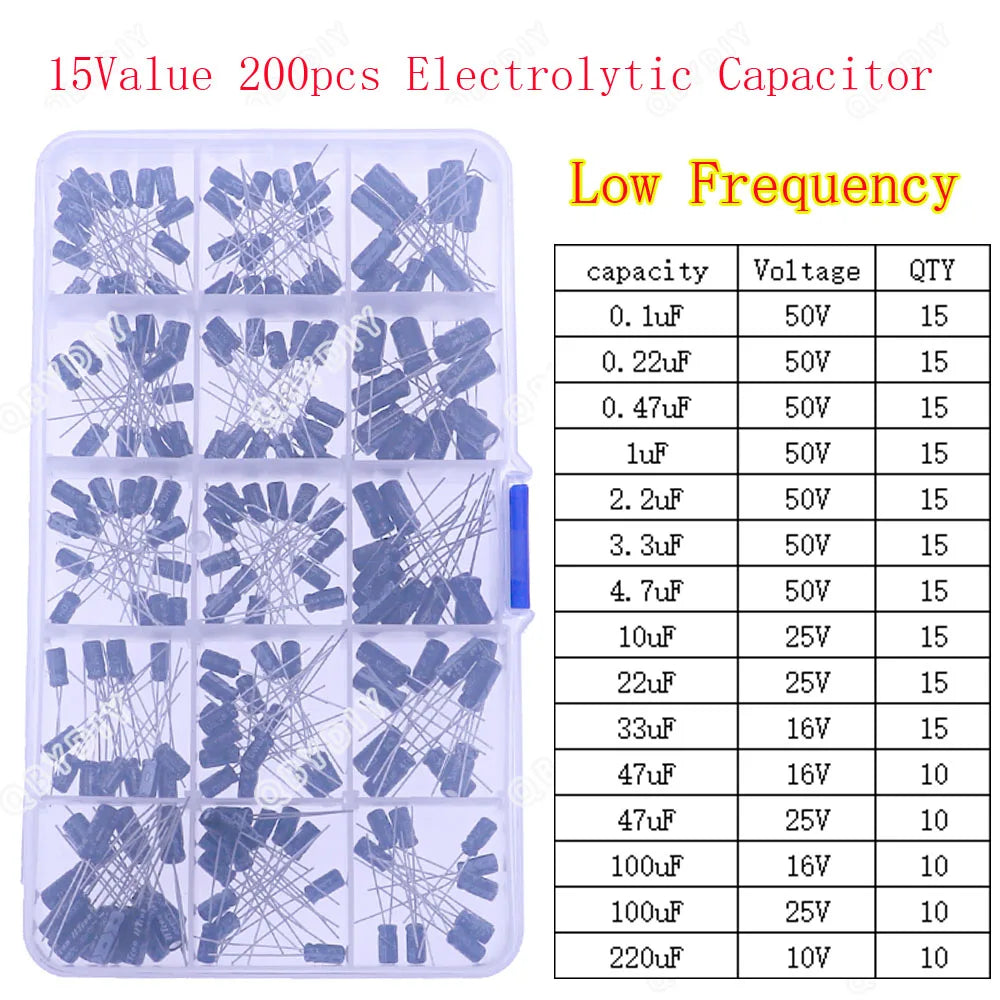 Kit Surtido Capacitores Electrolíticos DIP/SMD (1uF-1500uF, 16V-400V)