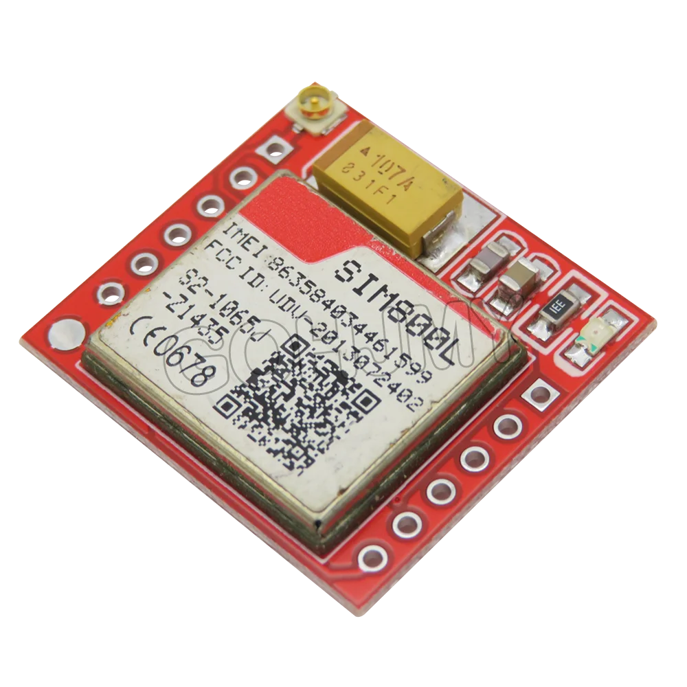 Módulo GSM/GPRS SIM800L (Quad-Band) con Antena PCB y Placa Micro SIM para Arduino (Rojo/Azul)