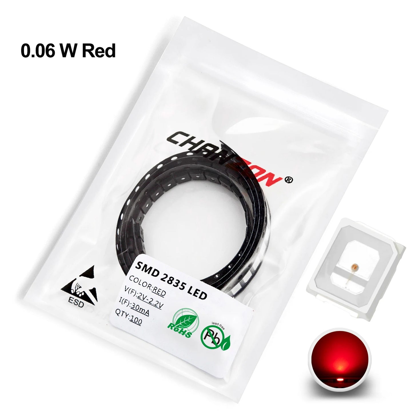 100Pcs 2835 SMD LED Diode Chip Cool Warm White Red Green Blue Yellow 0.2W 0.5W 2V 3V Small DIY SMT PCB Lamp Light Beads Emitting