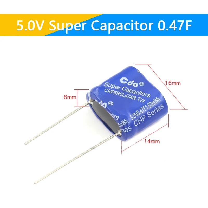 Supercapacitor Farad Tipo Combinación (0.22F-50F, 5.5V) - Unidad (Especificar Valor)