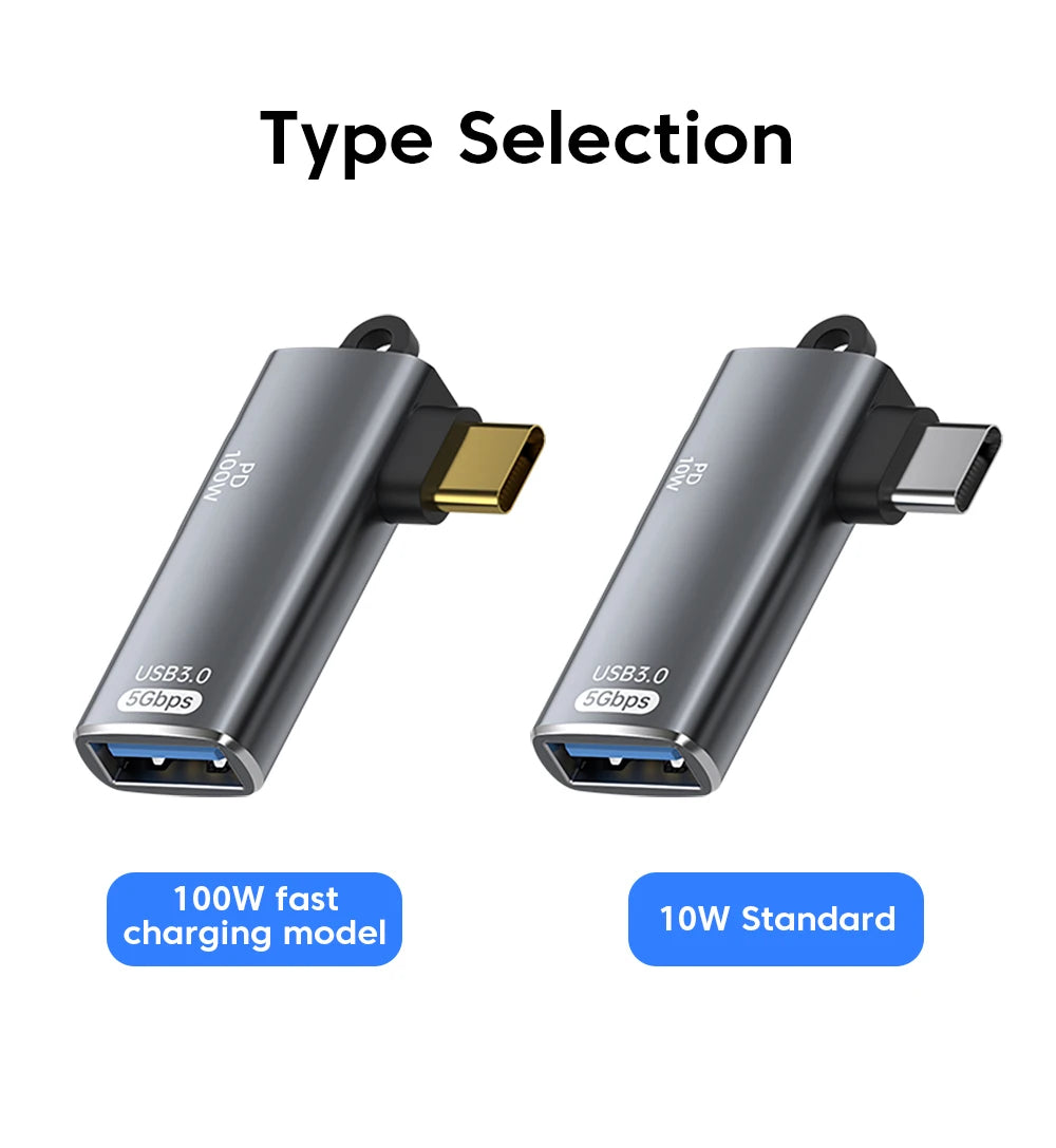Adaptador OTG Elough 2-en-1 PD 100W (USB-C a USB-C / USB-A a USB-C) para iPhone 15/Laptops/Xiaomi/Huawei