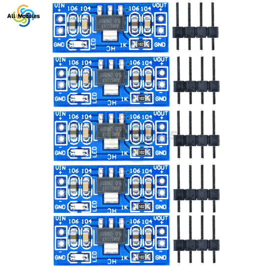 Módulo Convertidor Buck AMS1117 SMD DC-DC 4.75-12V a 1.2V/1.5V/1.8V/2.5V/3.3V/5.0V Step-Down para Arduino