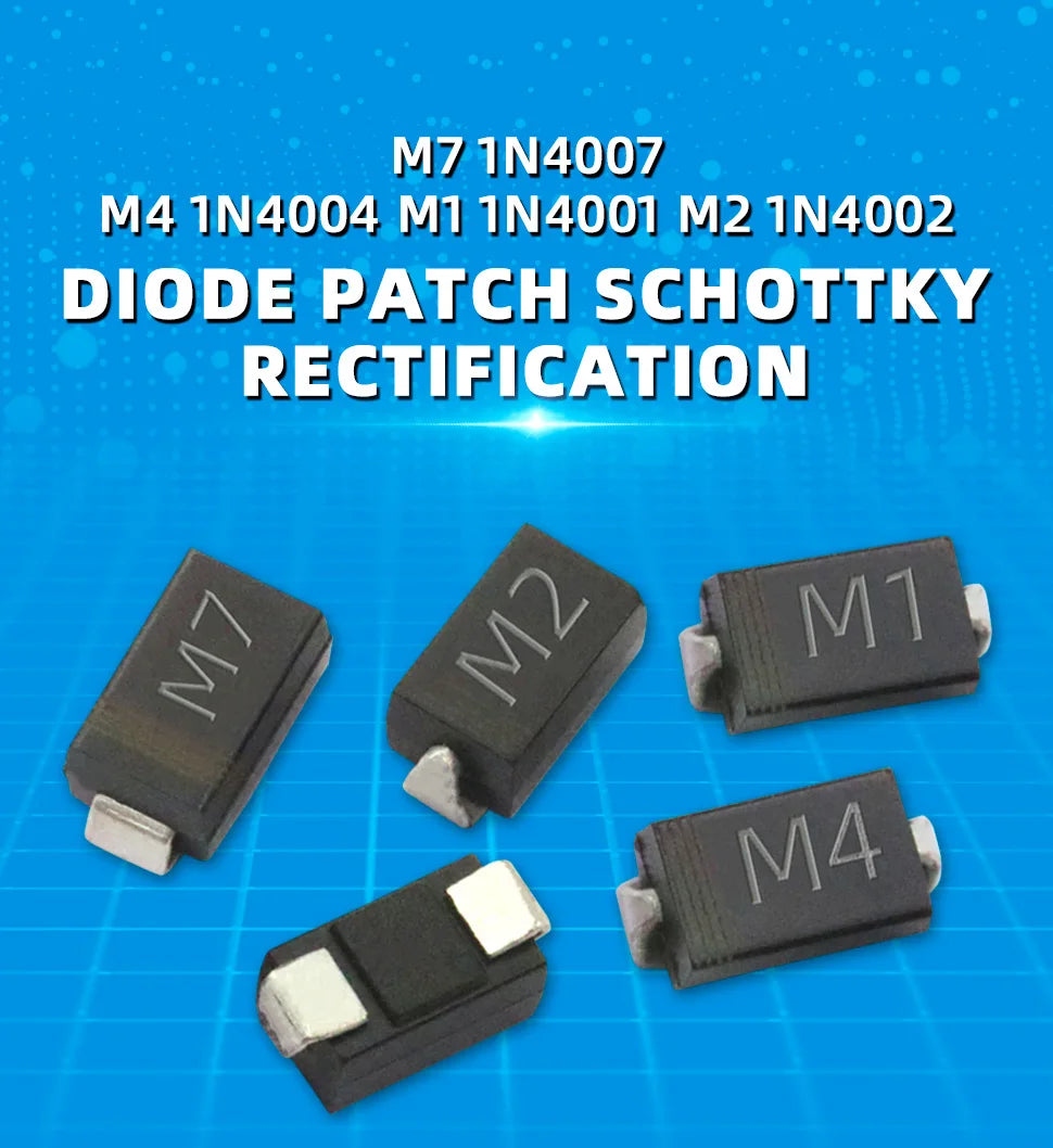 Kit Surtido Diodos SMD Rectificadores (M1, M4, M7) y Schottky - 100 Piezas