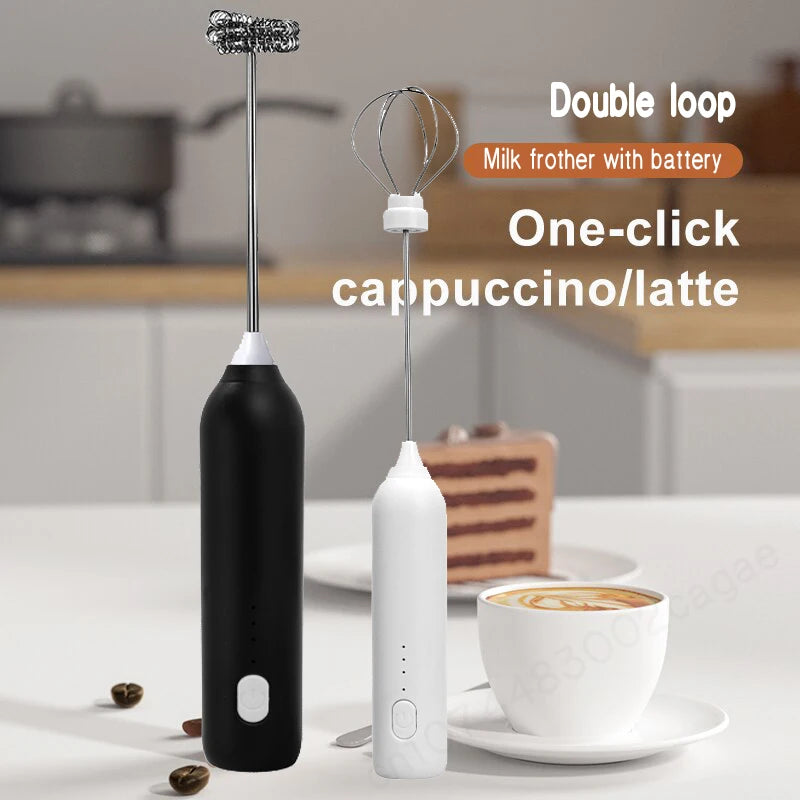 Espumador Leche Inalámbrico Eléctrico Recargable (Tipo C) Batidor Mano Acero Inoxidable Mini Mezclador Café/Cappuccino/Crema