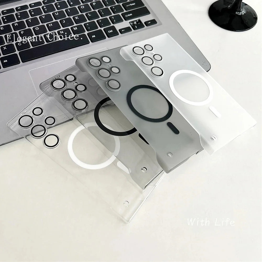 Carcasa Teléfono Ultra Delgada Transparente Sin Marco (Compatible Magsafe Carga Inalámbrica) para Samsung S22-S25 Plus/Ultra