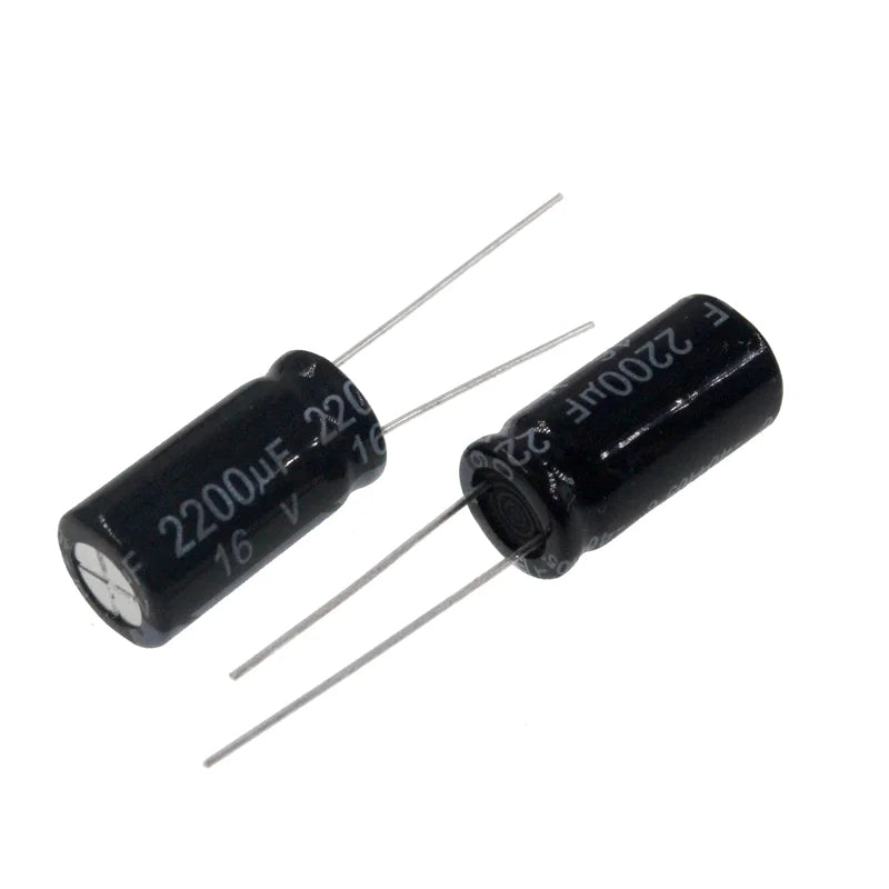 Capacitor Electrolítico Aluminio Radial (2200uF, 16V, 10x20mm) - Pack 10 Unidades