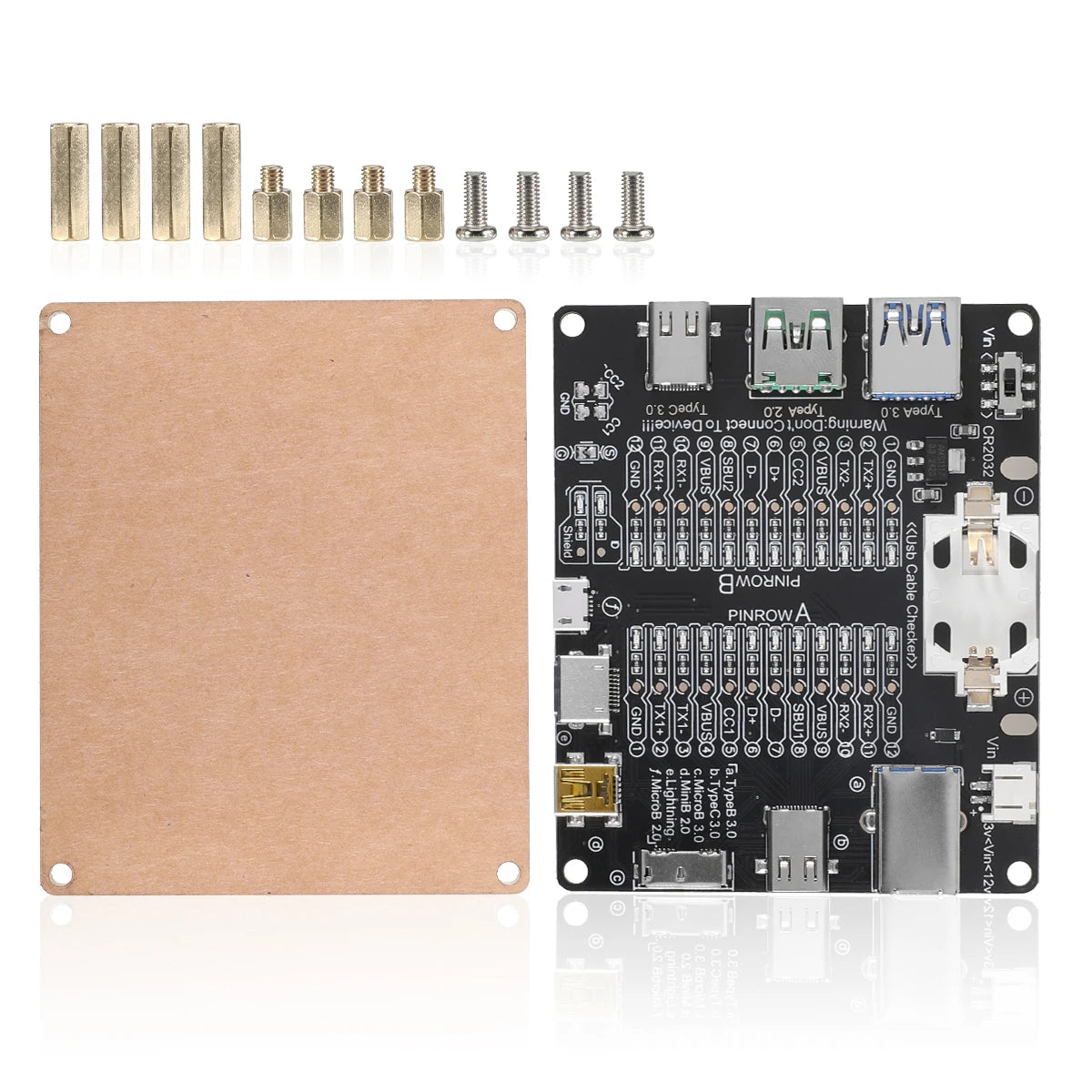 Tester Placa Prueba Cables USB (Tipo-C/B/Micro) Detección Cortocircuito/Anomalía para iOS/Android