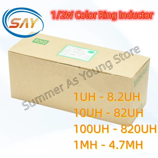 Inductor Axial Código Colores 1/2W 0410 - Varios Valores (1uH a 4.7mH) - Lote 20 Piezas