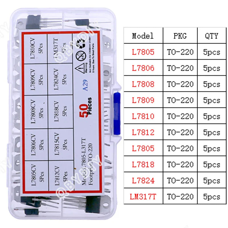 Kit Surtido Transistores/Semiconductores THT (TO-92/126/220) - MOSFET/BJT/Tiristor en Caja