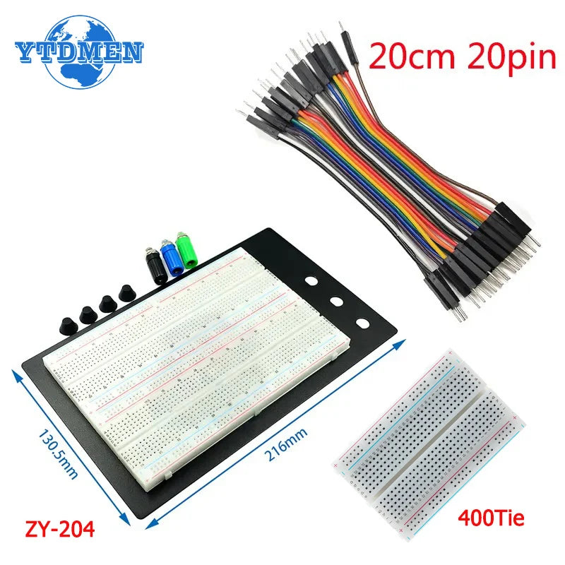 Breadboard Jumper Wire Dupont Line Kit MB102 ZY-204 400 Tie Points Solderless PCB Breadboard DIY Mini Test Protoboard Kits
