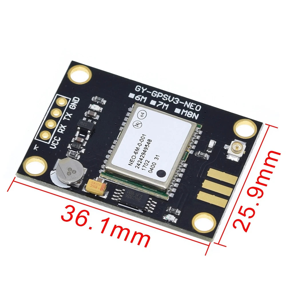Módulo GPS TZT GY-NEO6MV2 (NEO-6M) con Antena Grande y EEPROM para Control Vuelo MWC/APM2.5 Arduino