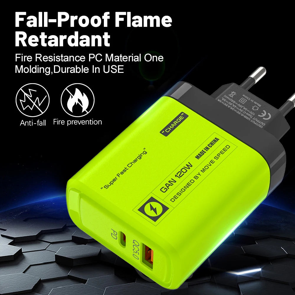 Cargador USB Doble Puerto (USB-C PD + USB-A QC 3.0) Carga Rápida para iPhone 14/15, Samsung, Xiaomi, Huawei