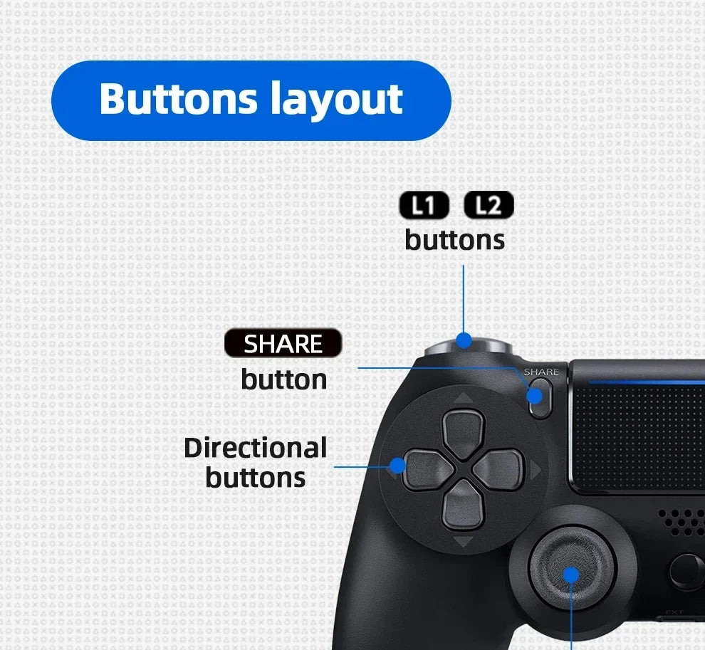Mando Joystick Inalámbrico Bluetooth para PS4 Slim/Pro/PC/iOS/Android (Doble Vibración)