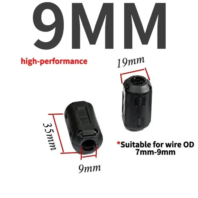 Filtro Ferrita Clip Snap Anti-Interferencia EMI/RFI Negro - Varios Diámetros (3.5mm a 15mm) - Lote 20-100 Piezas