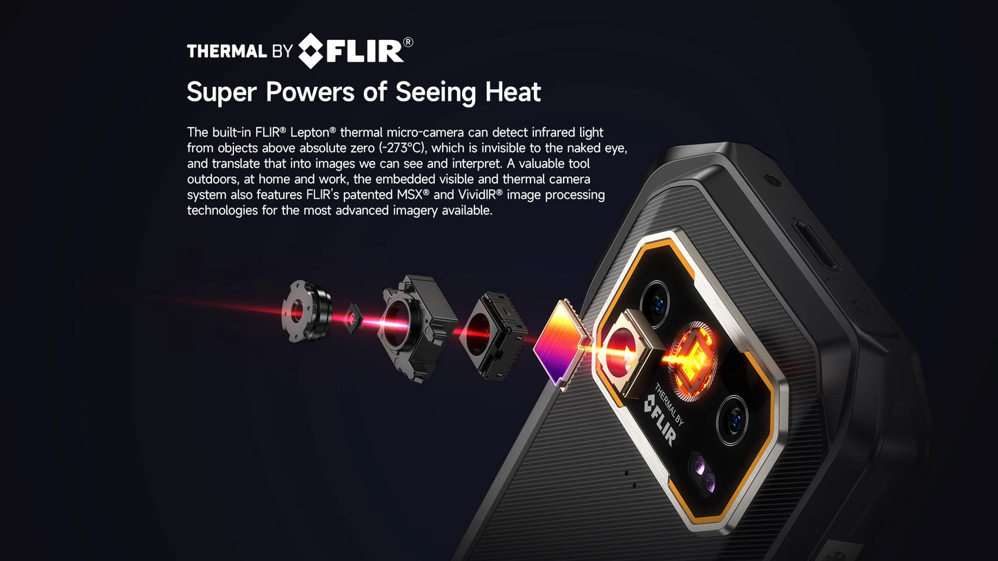 Celular Rugged Ulefone Armor 27T Pro 5G con Cámara Térmica FLIR® - 10600mAh, Android 14, 24GB/256GB, NFC