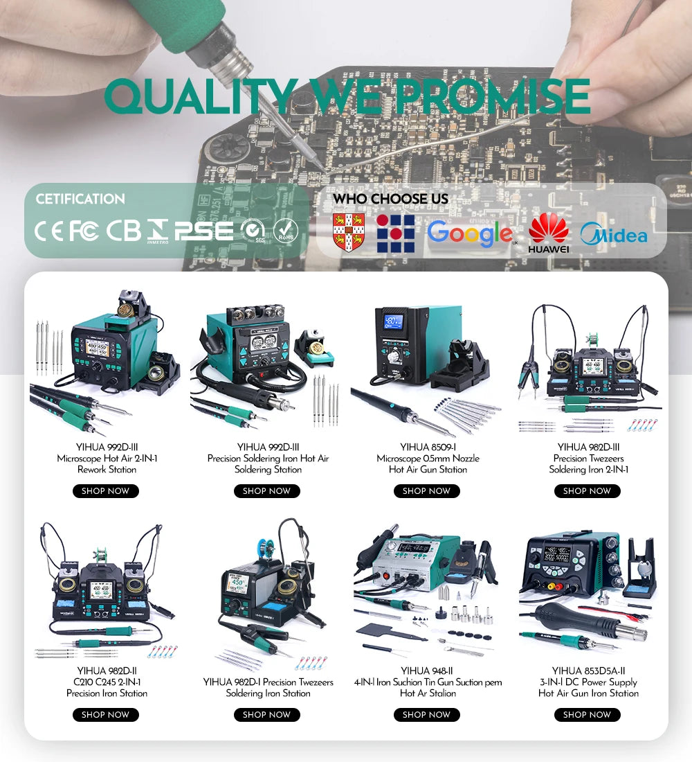 YIHUA 982 Repaid Heating Soldering Iron Staion Compatibled C210 Solder Iron Handle Electronic Welding Rework Station