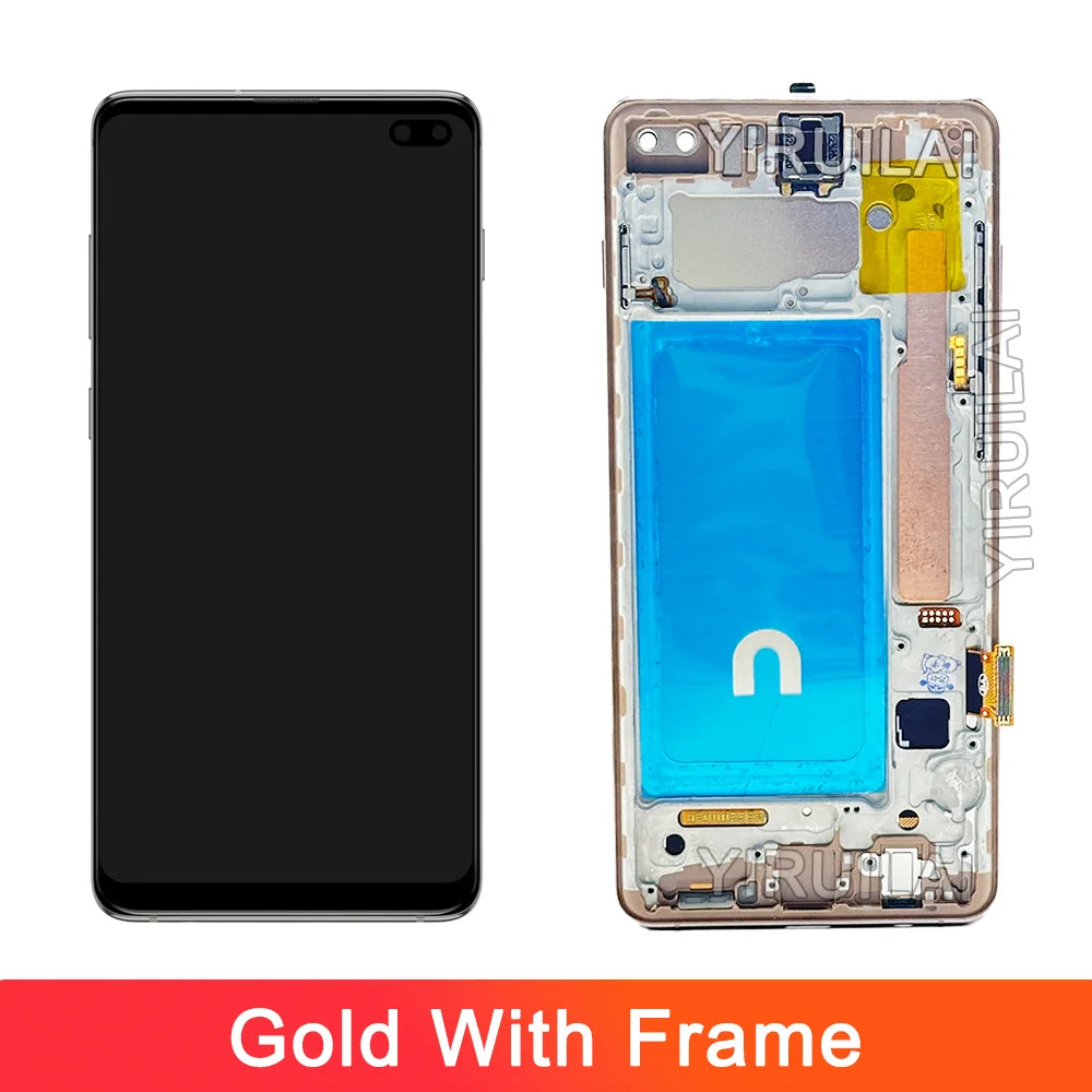 Pantalla probada S10Plus LCD con marco para SAMSUNG S10 Plus S10 + G975 G975F/DS reemplazo del ensamblaje del digitalizador de pantalla táctil
