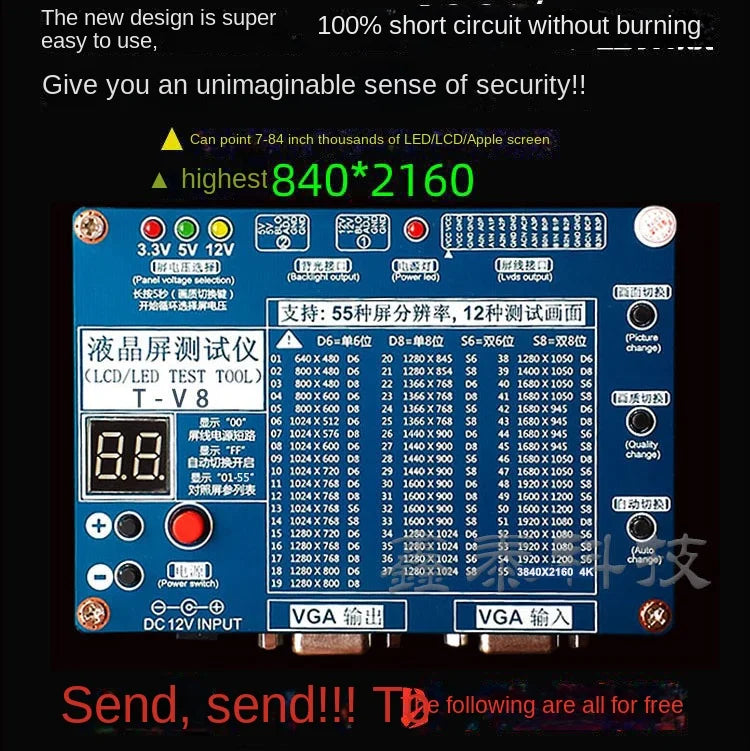 Tester Universal LCD/LED TV/Monitor (8va Gen) 2K/4K - Herramienta Detección Pantalla Puntos