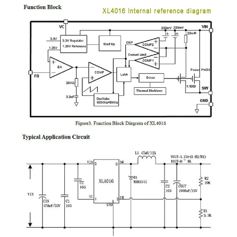 Módulo Convertidor Buck XH-M401 XL4016E1 PWM Ajustable DC 4-40V a 1.25-36V 8A 200W Step-Down