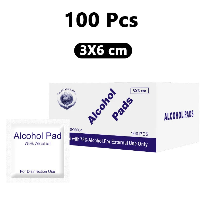 100Pcs/box 75% Alcohol Wipes Individually Wrapped For Disposable Cleaning Pads Car Detail Glass Wash Towel Screen Glasses Clean