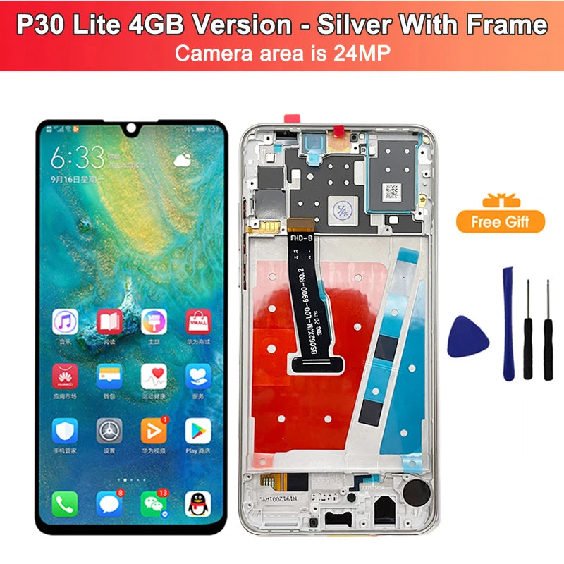 P30 Lite Screen for HUAWEI P30 Lite LCD Display Screen with Frame for HUAWEI P30 Lite Touch LCD Screen Nova 4e Replacement Parts