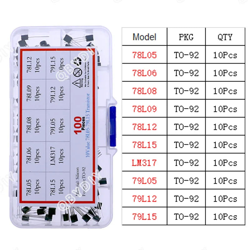 Kit Surtido Transistores/Semiconductores THT (TO-92/126/220) - MOSFET/BJT/Tiristor en Caja