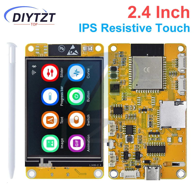 Placa Desarrollo DIYTZT ESP32 LVGL (WROOM) con Pantalla Táctil LCD TFT 2.4" (240x320) WiFi y Bluetooth