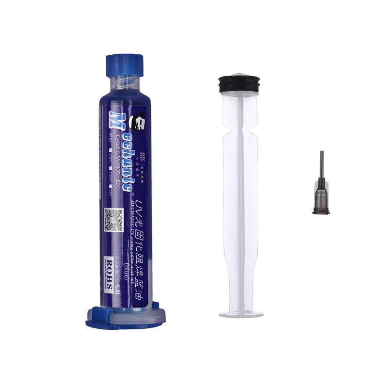 Tinta Máscara Soldadura UV Curado Luz 3 en 1 MECHANIC (Verde) para Reparación Placa Circuito PCB BGA (Previene Corrosión/Arcos)