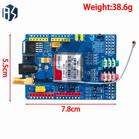 Kit Módulo GSM/GPRS SIM900 Quad-Band (850/900/1800/1900MHz) Placa Desarrollo Ultra Compacta con Antena SMA para Arduino