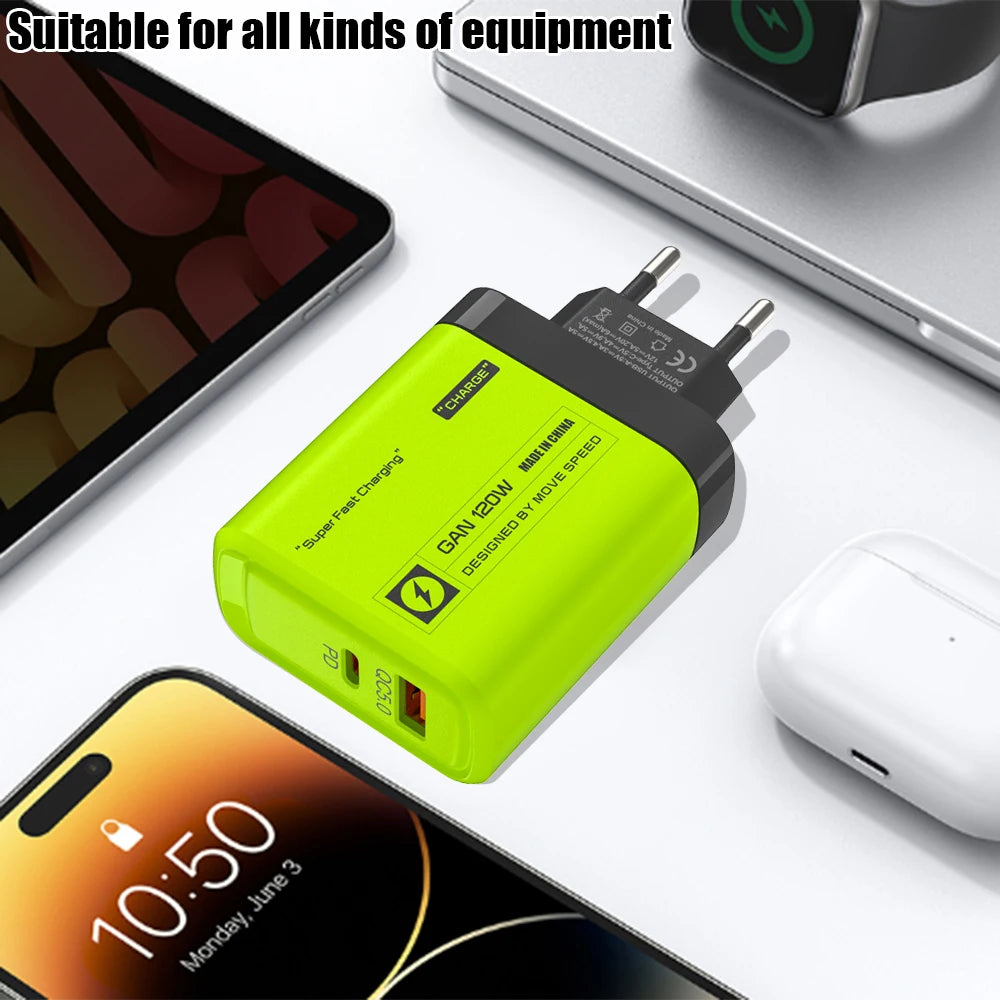 Cargador USB Doble Puerto (USB-C PD + USB-A QC 3.0) Carga Rápida para iPhone 14/15, Samsung, Xiaomi, Huawei