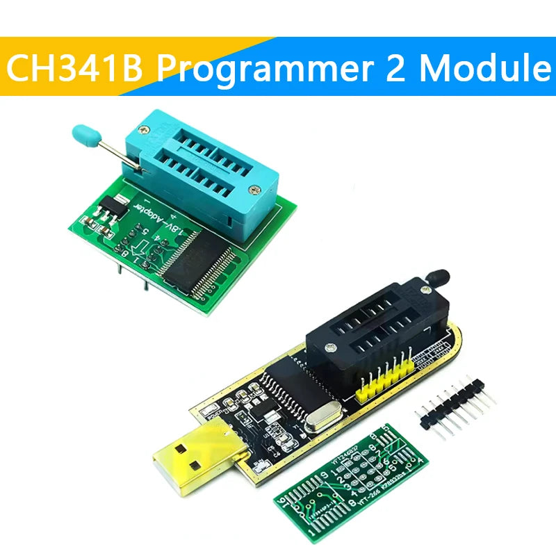 Kit Programador USB CH341B 24/25 Series EEPROM Flash BIOS + Clip Test SOIC8/SOP8