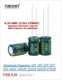 Capacitor Aluminio Alta Frecuencia Bajo ESR (100uF-3300uF, 10V-400V) - Unidad (Especificar Valor)